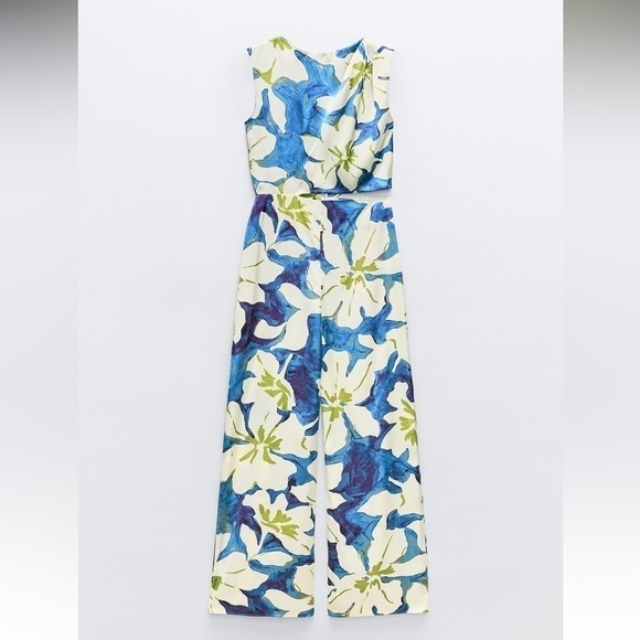 New ZARA Floral Print Jumpsuit - Picture 6 of 9